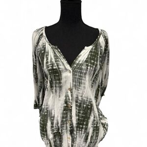 Show Me Your MuMu Olive Tie-Dye Blouse